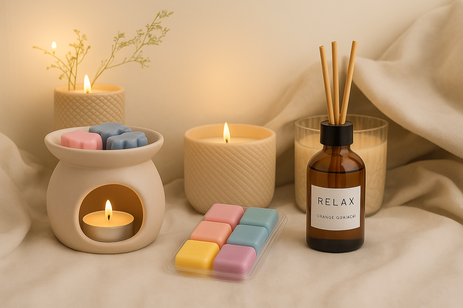 Sfeervolle waxmelts en geurverspreider met kaarslicht – Waxiemaxie